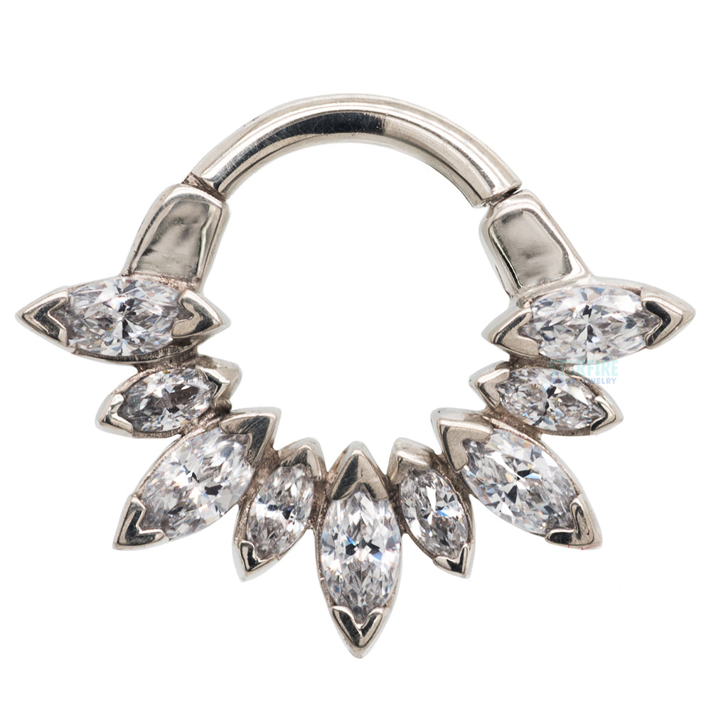 "Seena" Hinged Ring in Gold with Faceted Gems