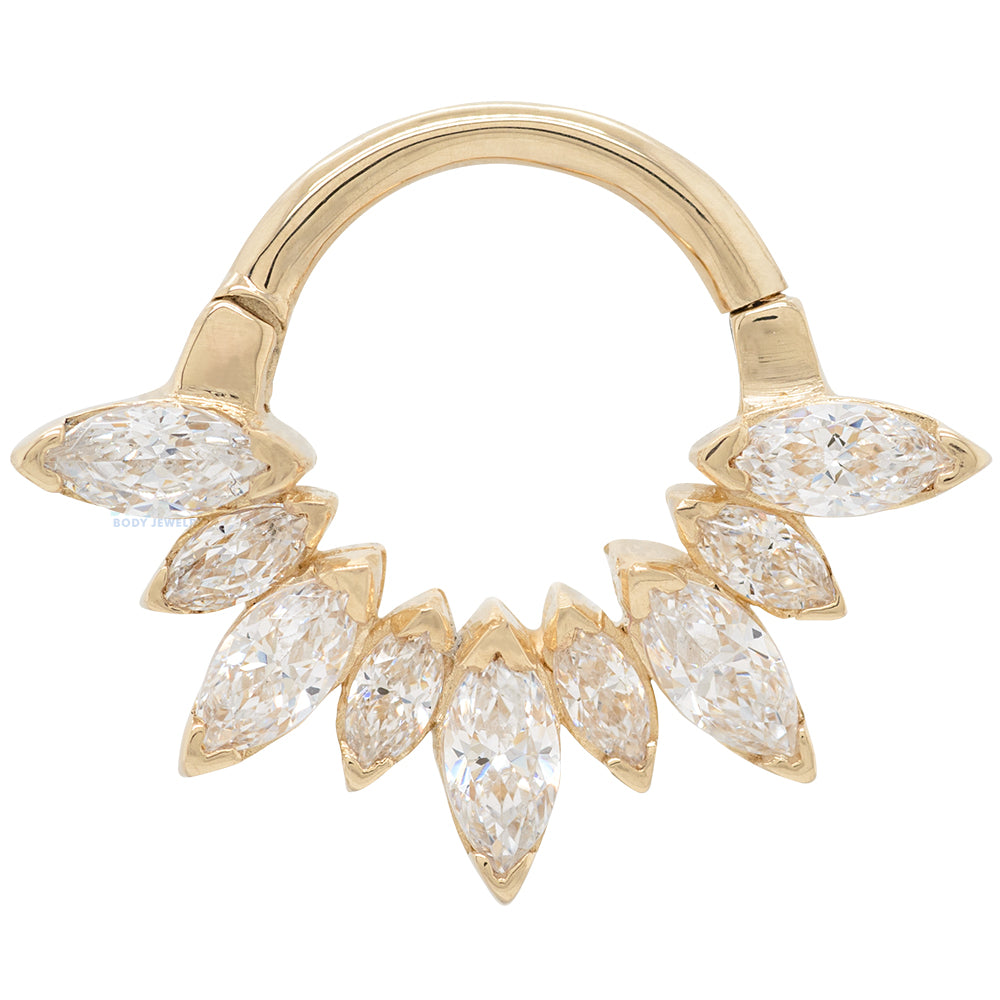 "Seena" Hinged Ring in Gold with Faceted Gems