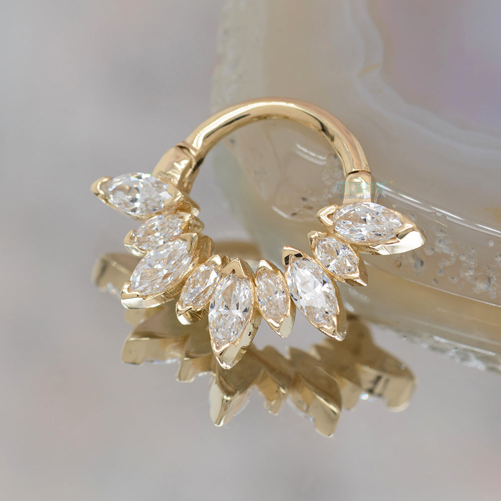 "Seena" Hinged Ring in Gold with Faceted Gems