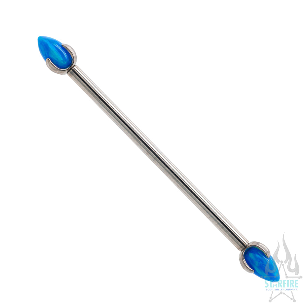 "Dragon Egg" with Opal in Prong's Industrial Barbell