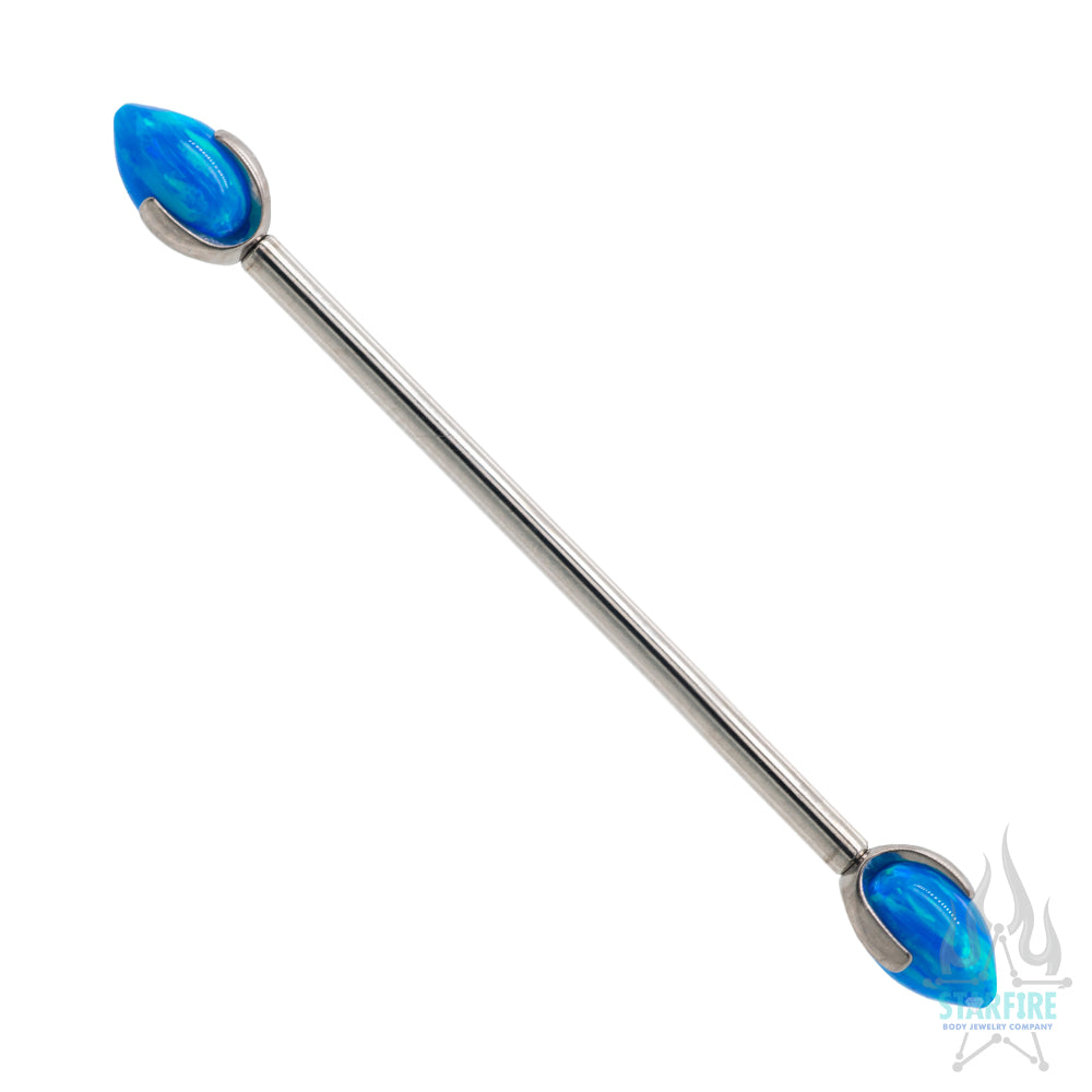 "Dragon Egg" with Opal in Prong's Industrial Barbell