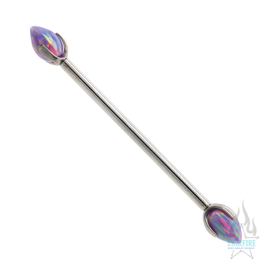 "Dragon Egg" with Opal in Prong's Industrial Barbell