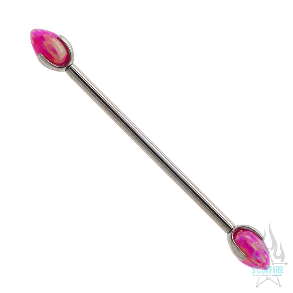 "Dragon Egg" with Opal in Prong's Industrial Barbell