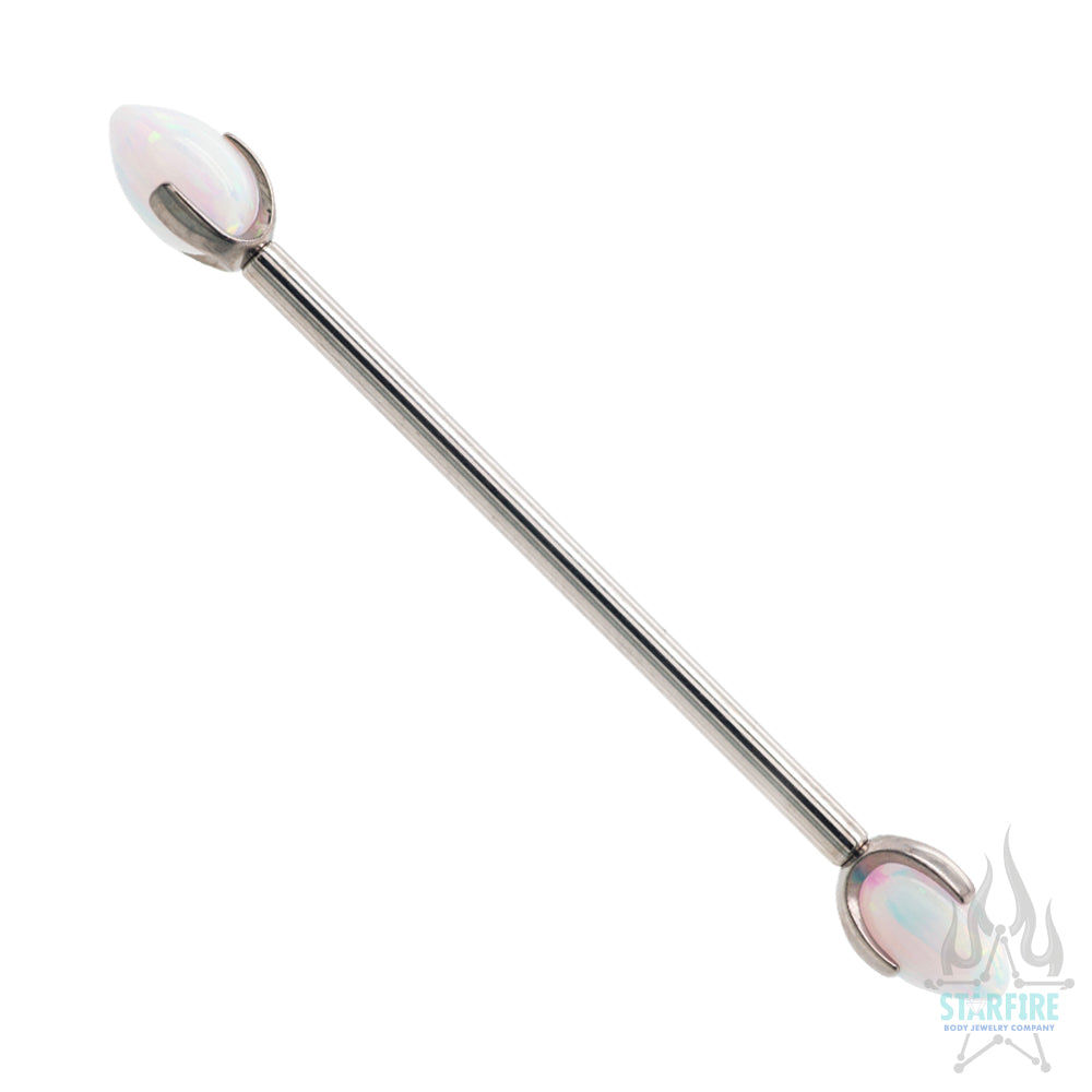 "Dragon Egg" with Opal in Prong's Industrial Barbell