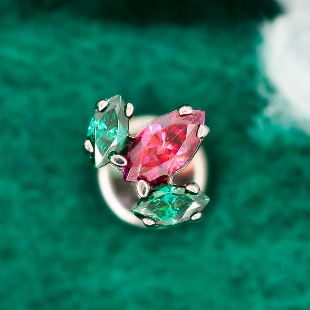 Marquise Fan #9 Faceted Gem Threaded End - Holiday Collection