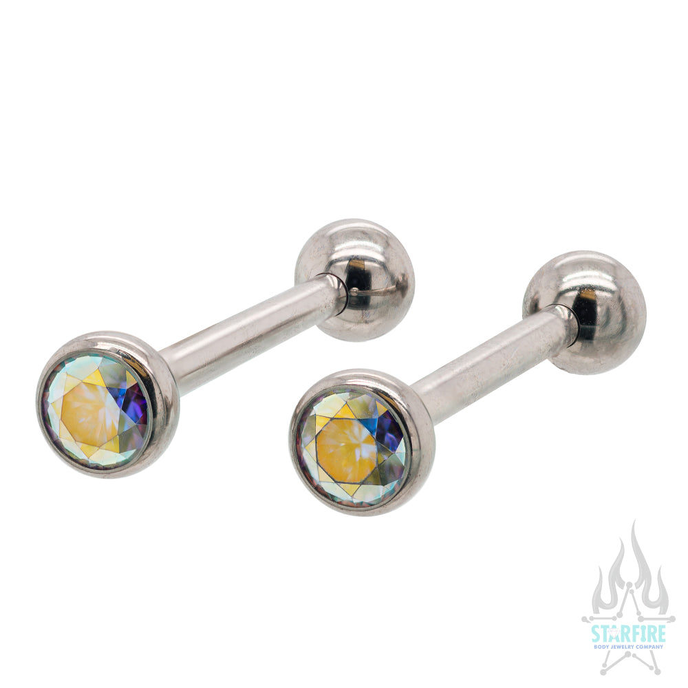 Faceted Gem Ball Nipple Barbells