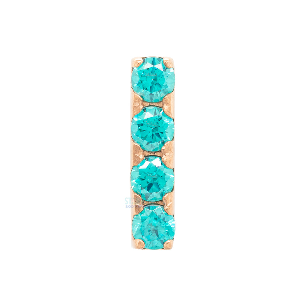 4 Gem Bar Threaded End in Gold with Prong-Set Brilliant-Cut Gems