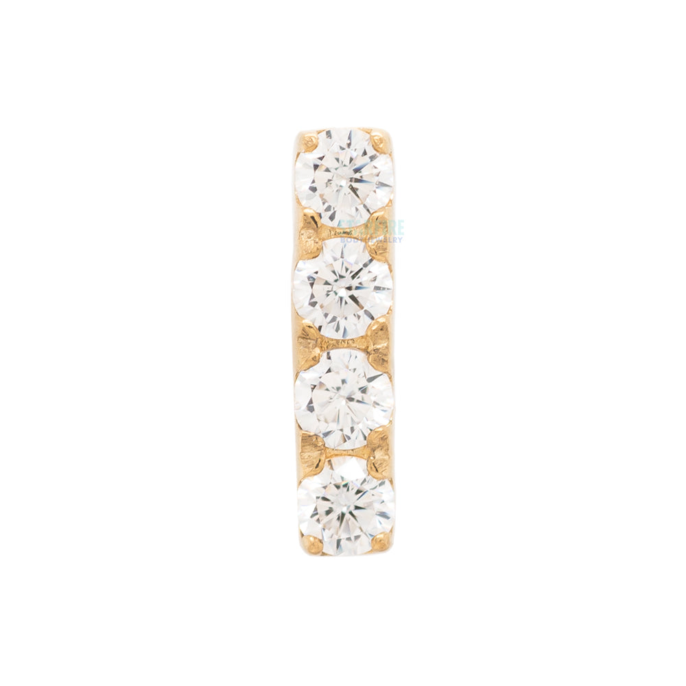 4 Gem Bar Threaded End in Gold with Prong-Set Brilliant-Cut Gems