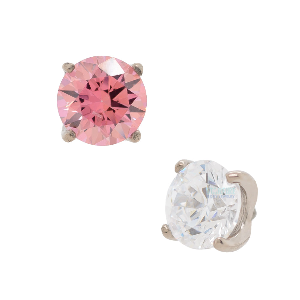 4mm "Tiffany" Prong-Set Brilliant-Cut Gem Threaded End in Gold