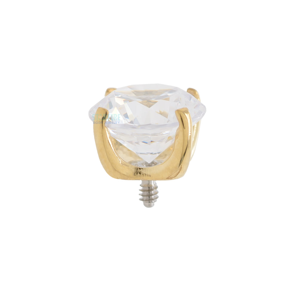 5mm "Tiffany" Prong-Set Brilliant-Cut Gem Threaded End in Gold