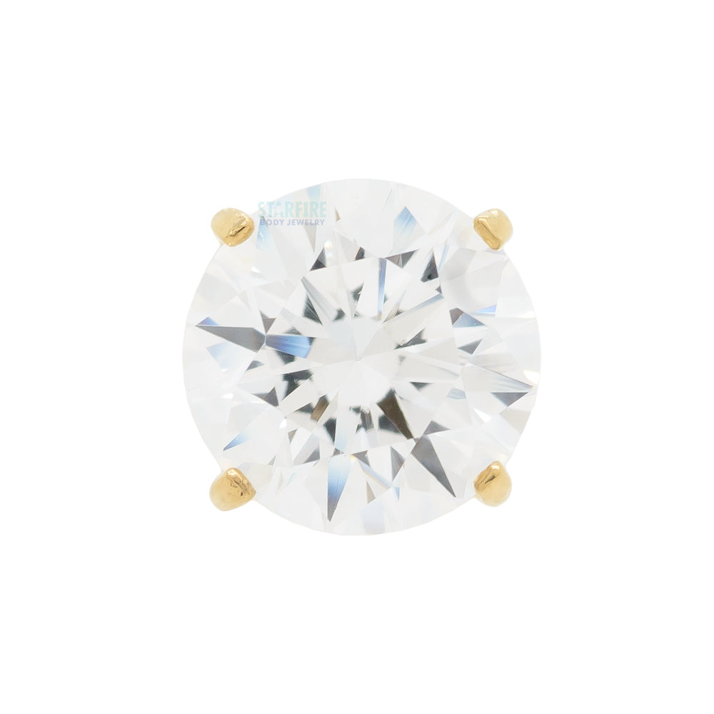 6mm "Tiffany" Prong-Set Brilliant-Cut Gem Threaded End in Gold