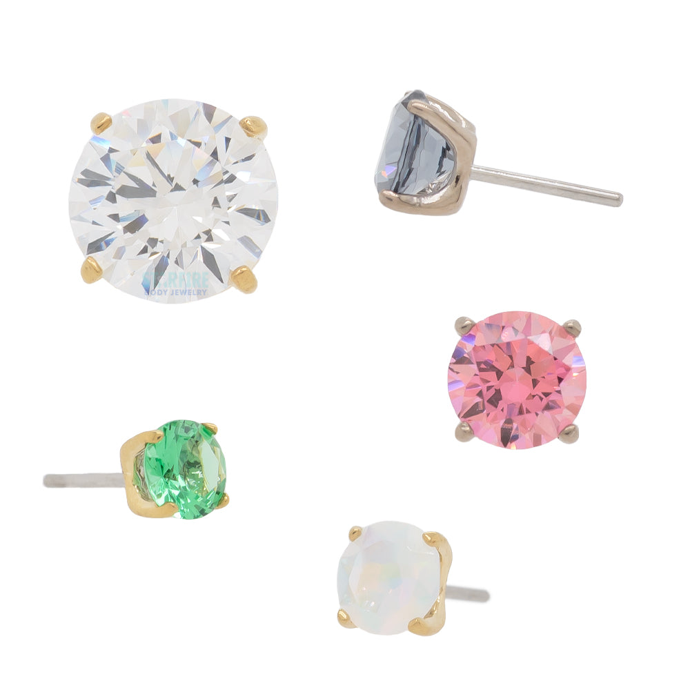 threadless: "Tiffany" Prong-Set Brilliant-Cut Gem End in Gold