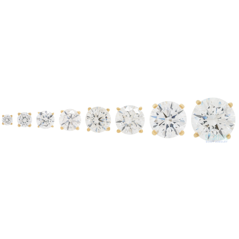 4mm "Tiffany" Prong-Set Brilliant-Cut Gem Threaded End in Gold