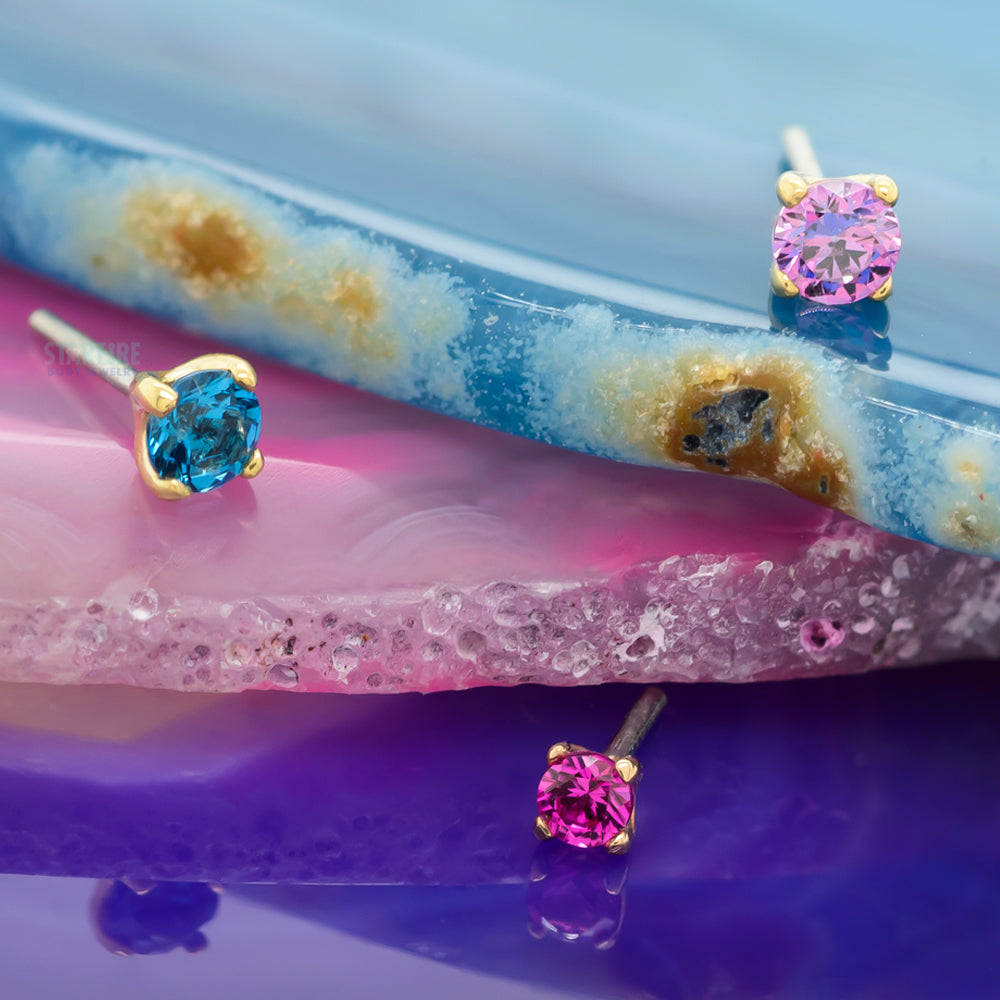 threadless: "Tiffany" Prong-Set Brilliant-Cut Gem End in Gold