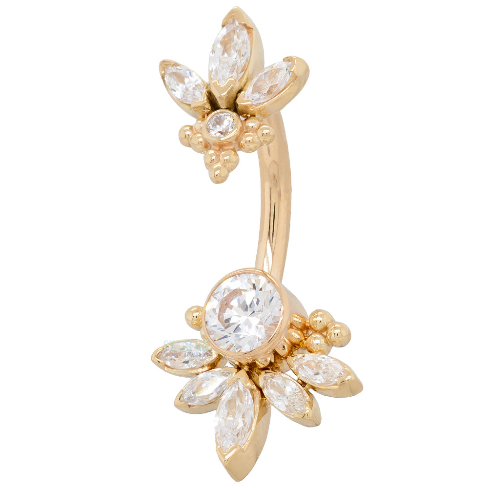 "Lillian" Faceted Gem Navel Curve in Gold