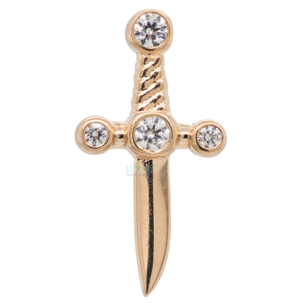 "Tizona" Threaded End in Gold with White CZ's