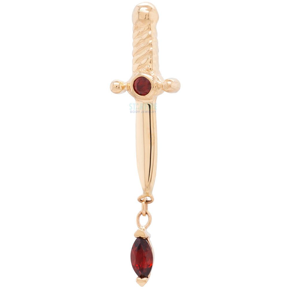 "Kiss of Death" Threaded End in Gold & Platinum with Double Garnet