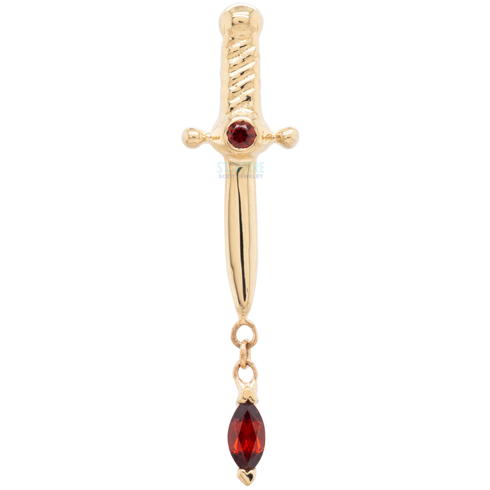 "Kiss of Death" Threaded End in Gold with Double Garnet