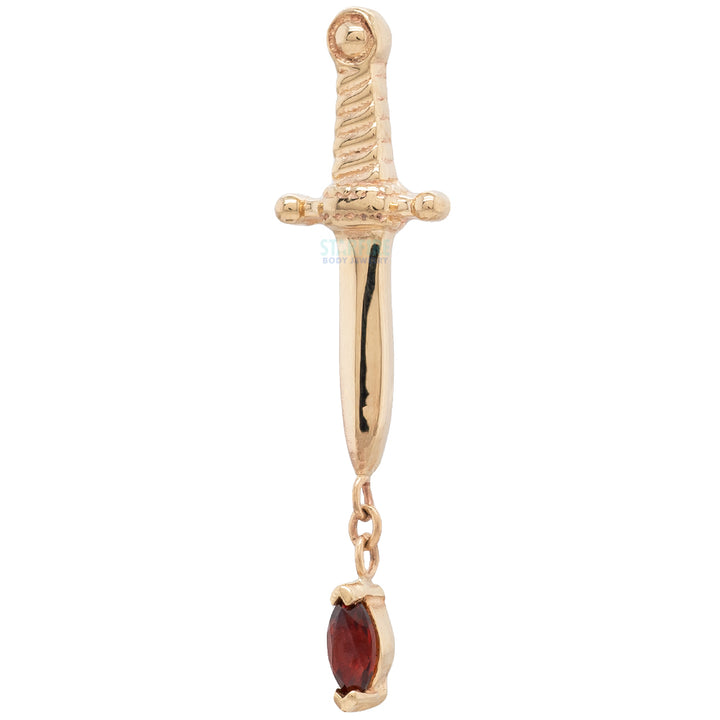 "Kiss of Death" Threaded End in Gold with Single Garnet