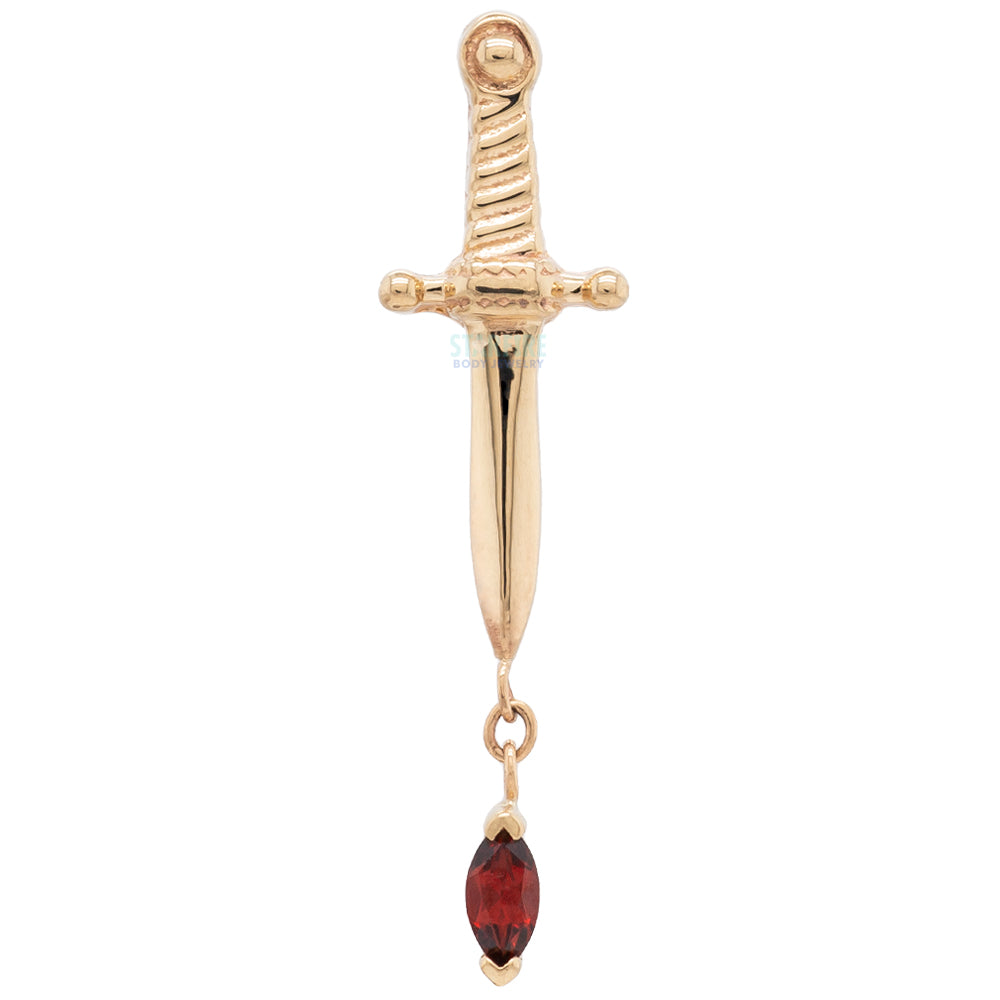 "Kiss of Death" Threaded End in Gold with Single Garnet
