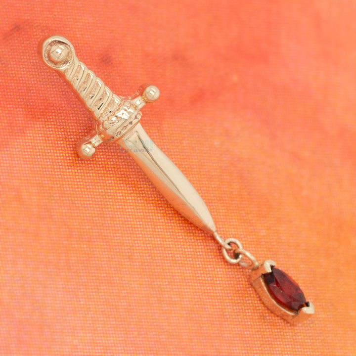 "Kiss of Death" Threaded End in Gold with Single Garnet
