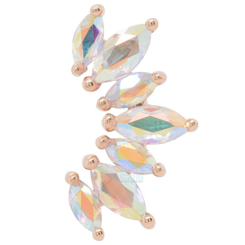 "Athena" Threaded End in Gold & Platinum with Mercury Mist Topaz'