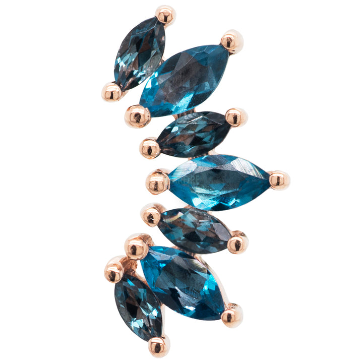 "Athena" Threaded End in Gold & Platinum with London Blue Topaz'