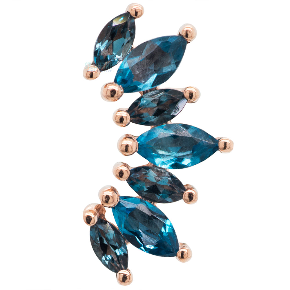 "Athena" Threaded End in Gold & Platinum with London Blue Topaz'