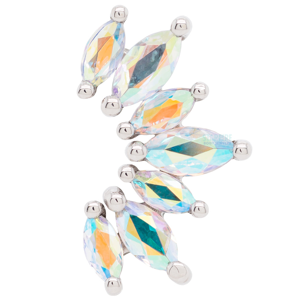 "Athena" Threaded End in Gold & Platinum with Mercury Mist Topaz'