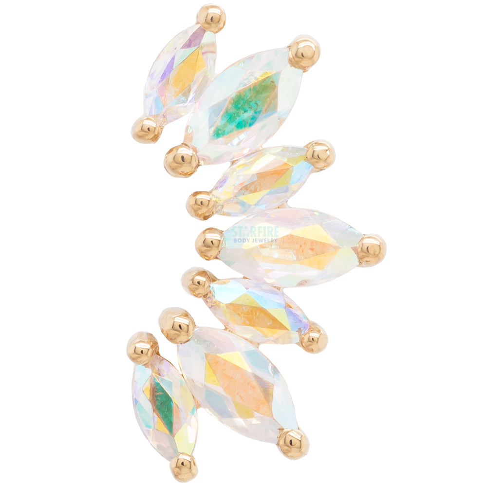 "Athena" Threaded End in Gold & Platinum with Mercury Mist Topaz'