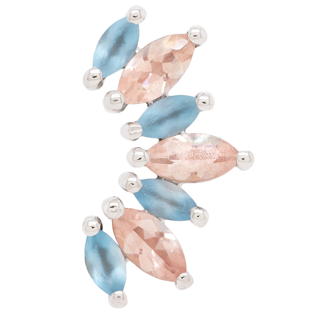 "Athena" Threaded End in Gold with Sandblasted Aquamarine & Oregon Sunstone