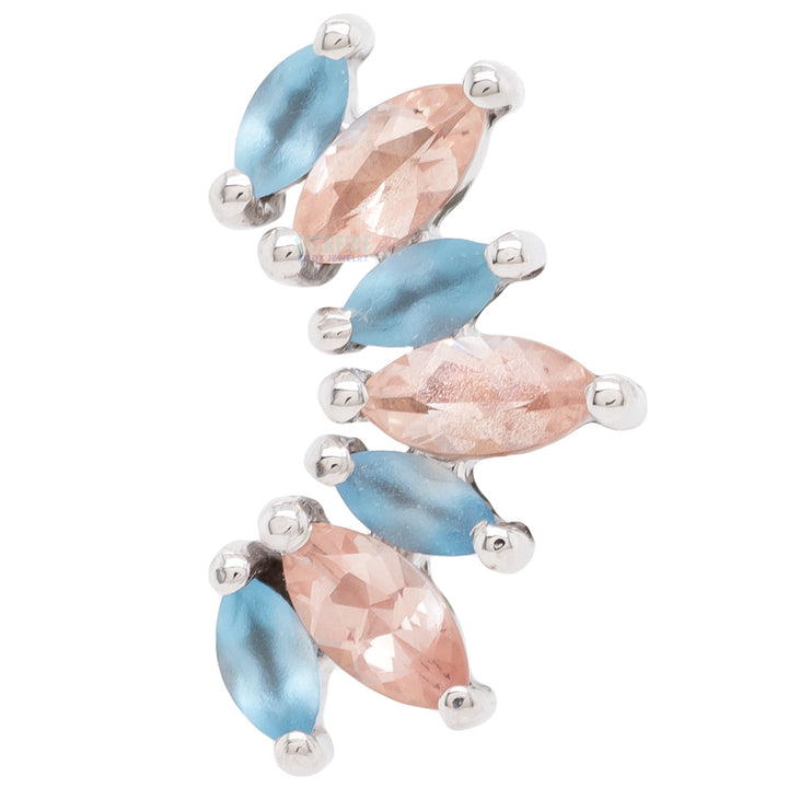 "Athena" Threaded End in Gold with Sandblasted Aquamarine & Oregon Sunstone