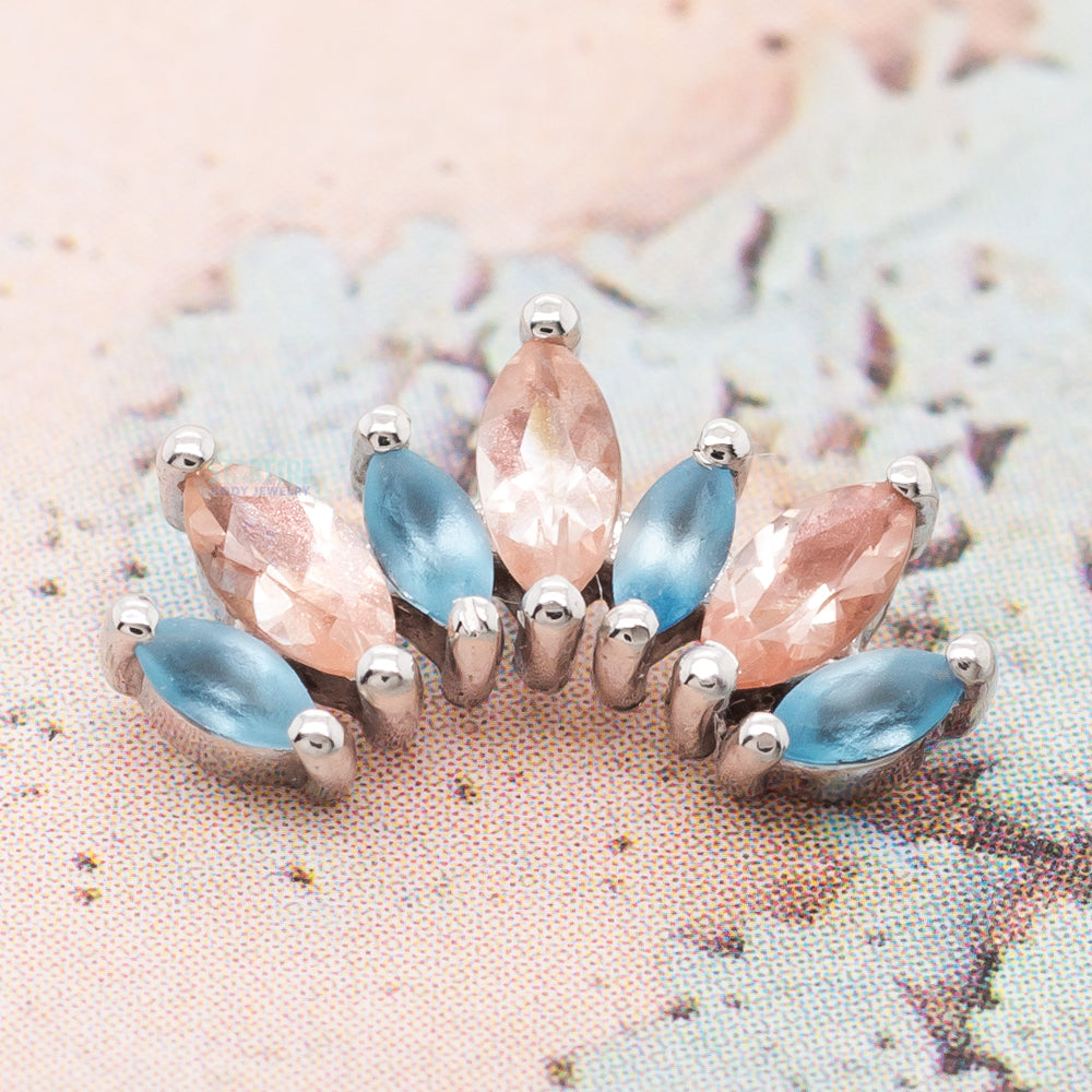 "Athena" Threaded End in Gold with Sandblasted Aquamarine & Oregon Sunstone