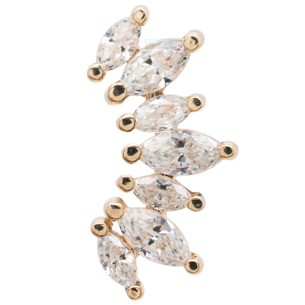 "Athena" Threaded End in Gold & Platinum with White CZ's