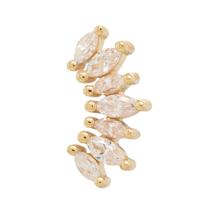 "Athena" Threaded End in Gold & Platinum with White CZ's