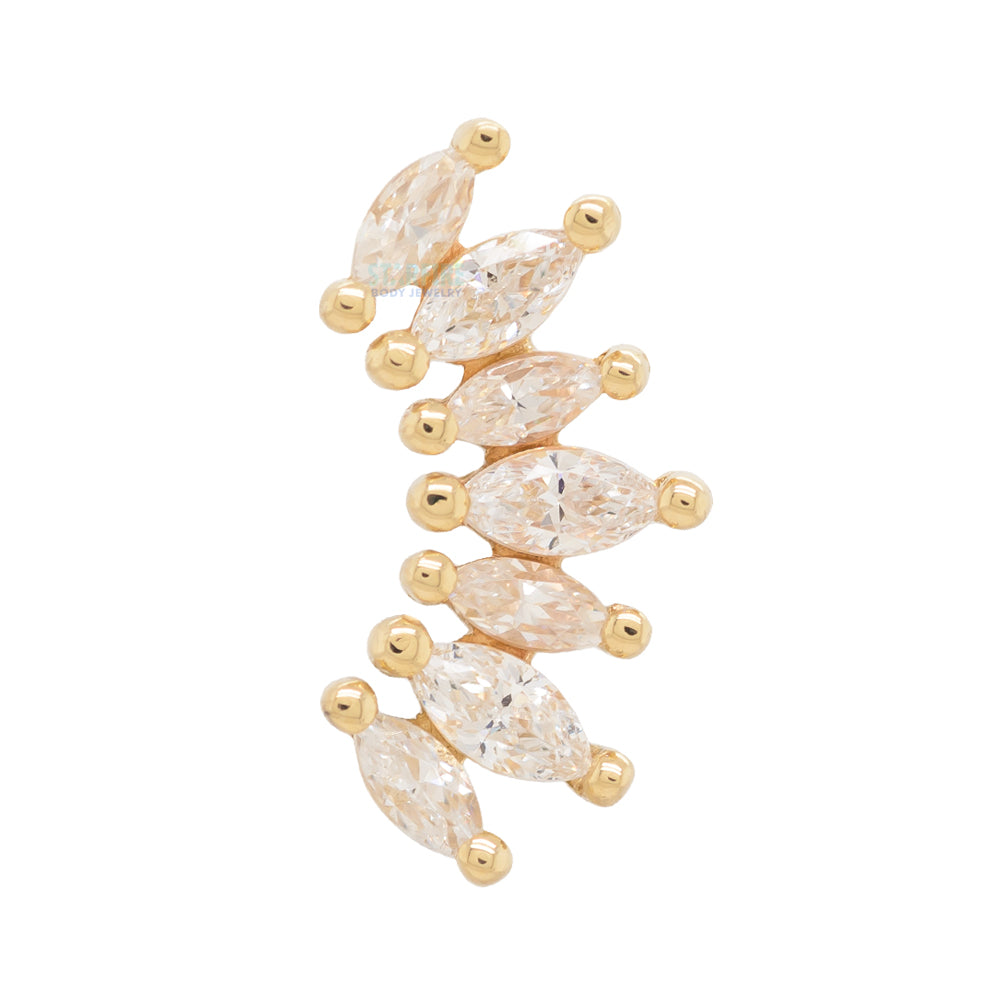 "Athena" Threaded End in Gold & Platinum with White CZ's