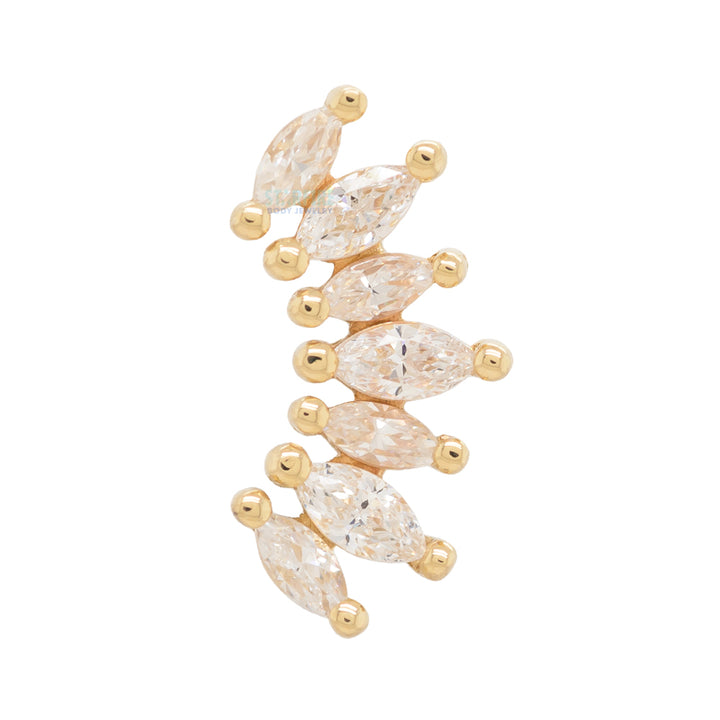 "Athena" Threaded End in Gold & Platinum with White CZ's