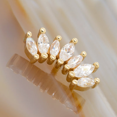"Athena" Threaded End in Gold with White CZ's