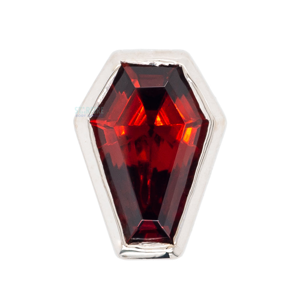 "Coffin" Threaded End in Gold with Garnet