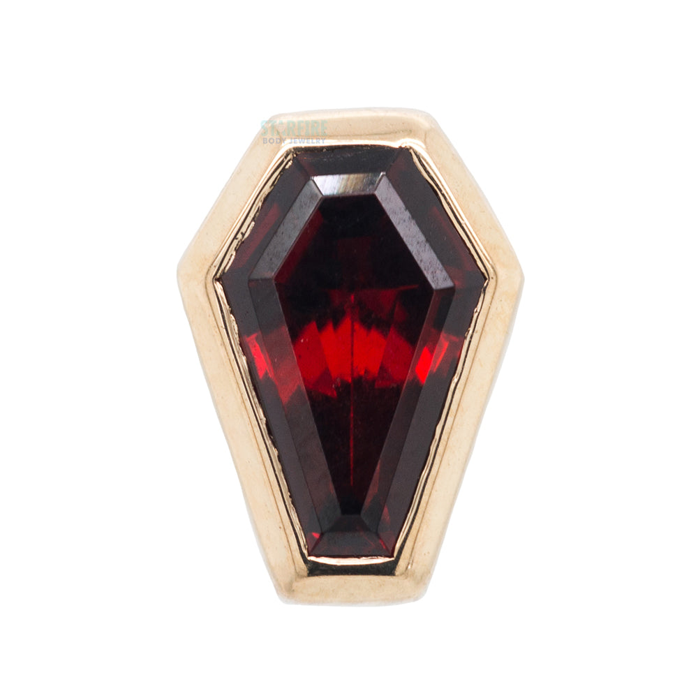 "Coffin" Threaded End in Gold with Garnet