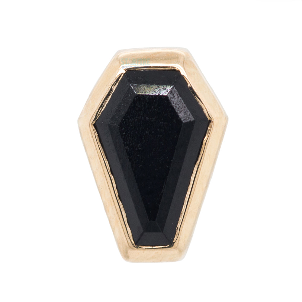 "Coffin" Threaded End in Gold with Onyx