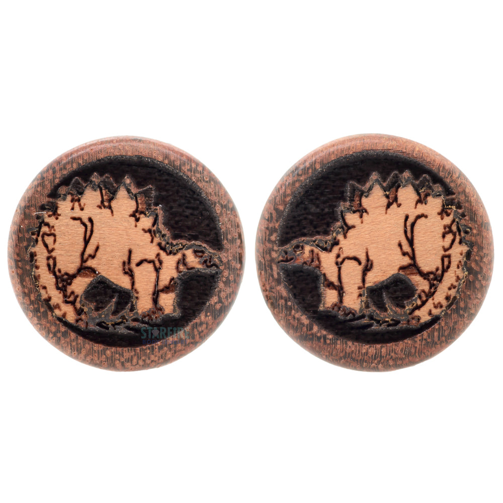 Stegosaurus Dinosaur Wood Inlay Plugs