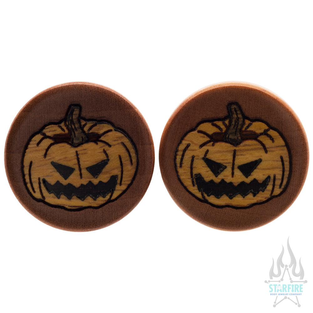 Spooky Pumpkin Wood Inlay Plugs