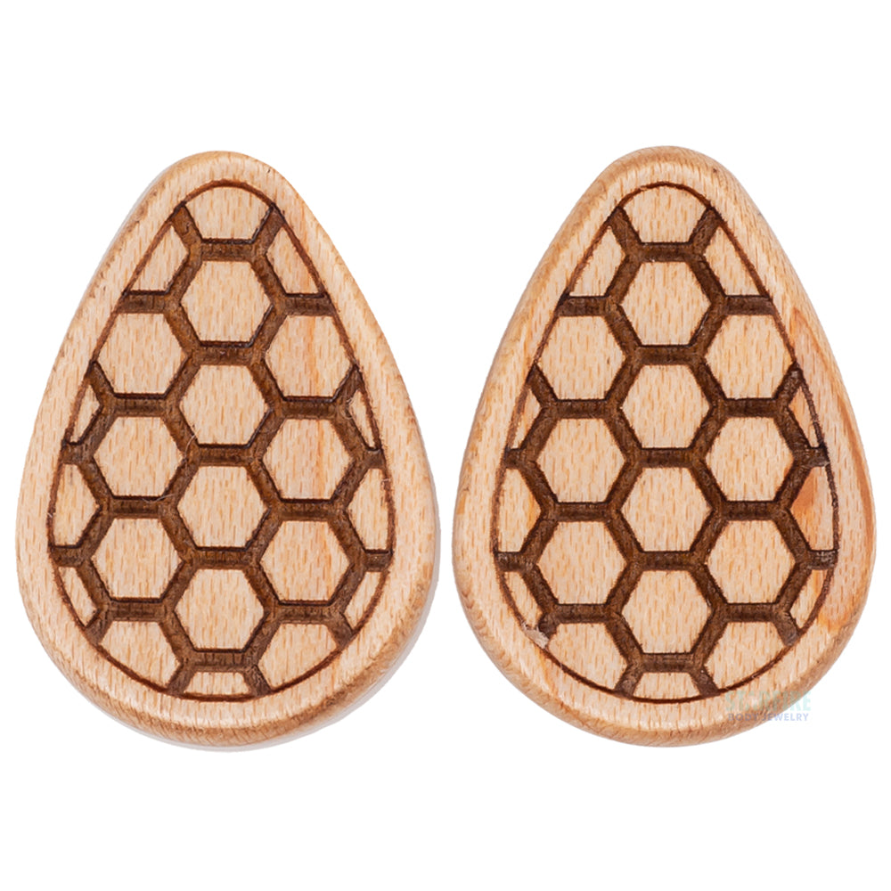 Honeybee Wood Teardrop Plugs