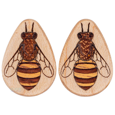 Honeybee Wood Teardrop Plugs