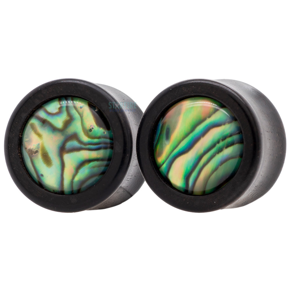 Paua Inlay Wood Plugs