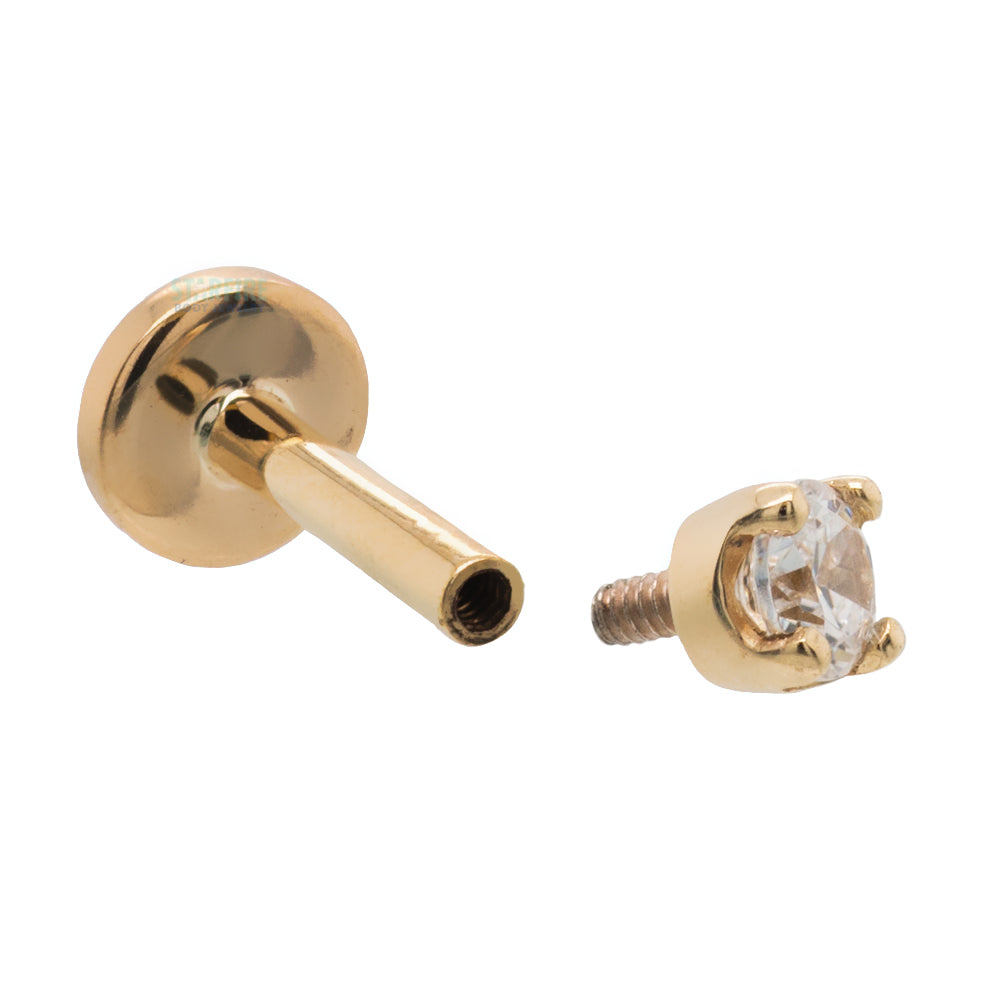 Gold & Platinum Threaded Flatback / Labret Post / Straight Barbell End with Fixed Disc