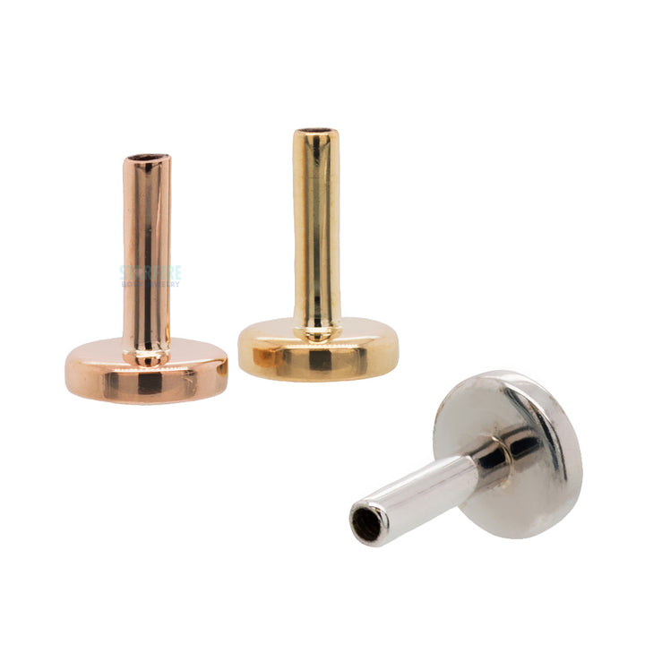 Gold & Platinum Threaded Flatback / Labret Post / Straight Barbell End with Fixed Disc
