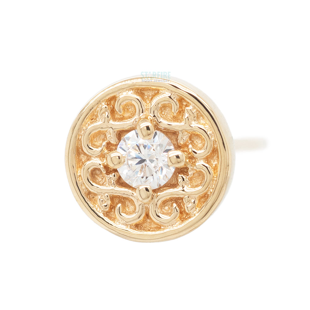 "Elizabeth" Nostril Screw in Gold with White CZ