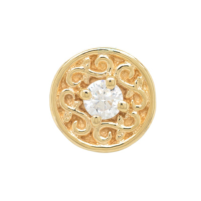"Elizabeth" Threaded End in Gold with White CZ